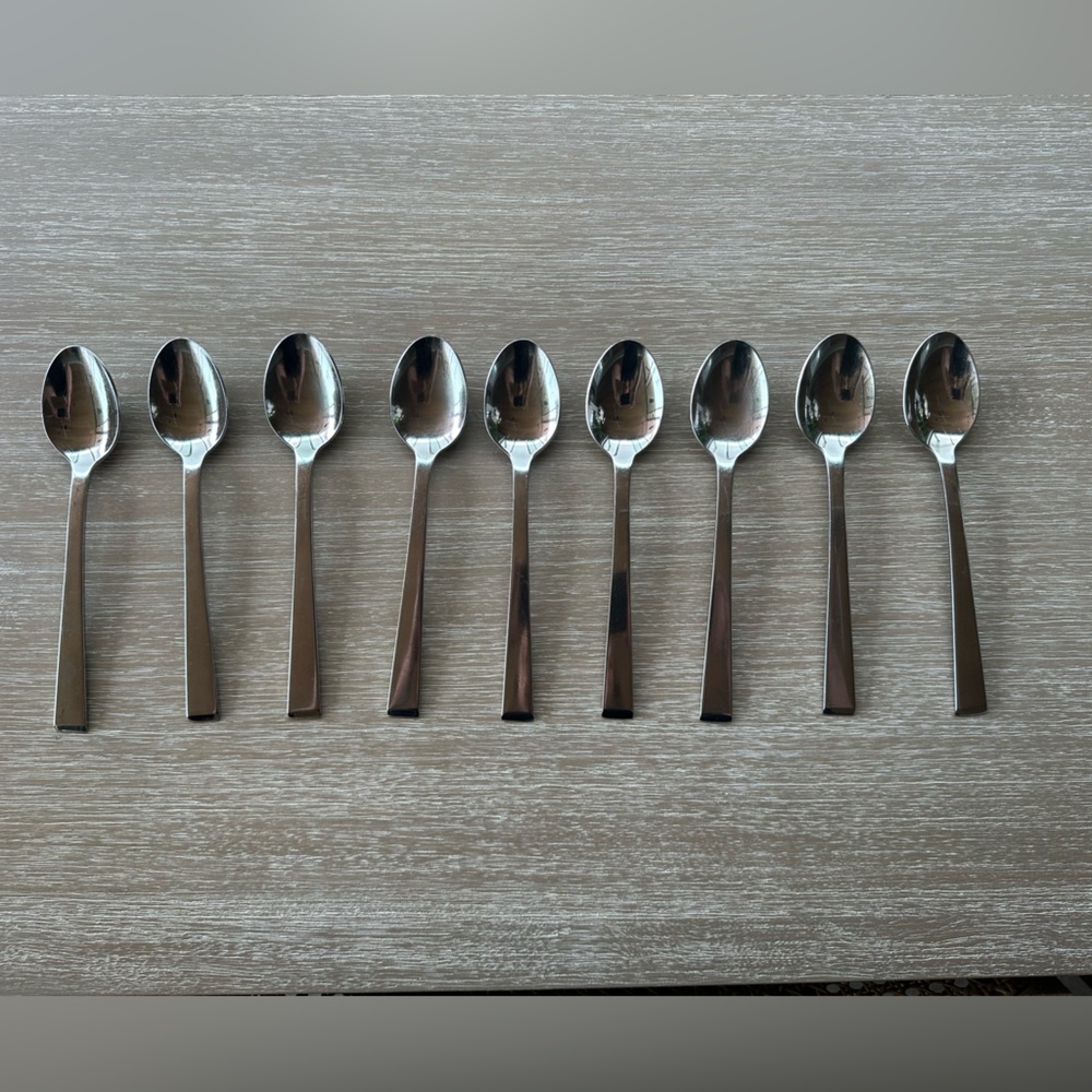 Calvin Klein York 18/10 Stainless Steel Flatware Spoons Set of 9 Rare